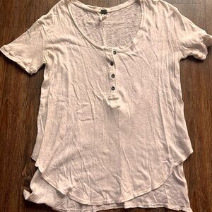 White free people scoop neck tee with buttons